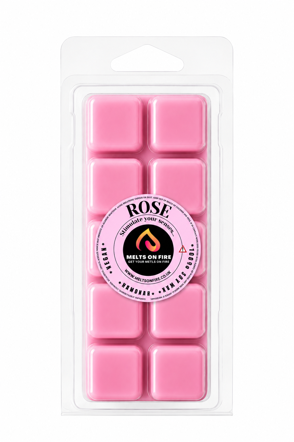 Rose 10 Block Clamshell Wax Melts, Soy Wax Handmade UK