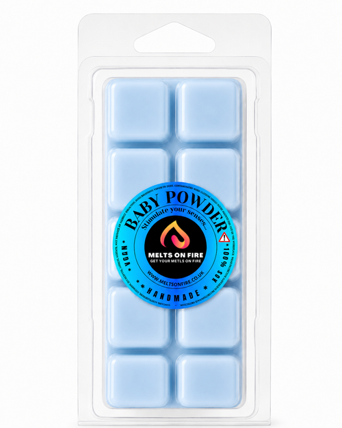 Baby Powder 10 Block Clamshell Wax Melts, Soy Wax Handmade UK