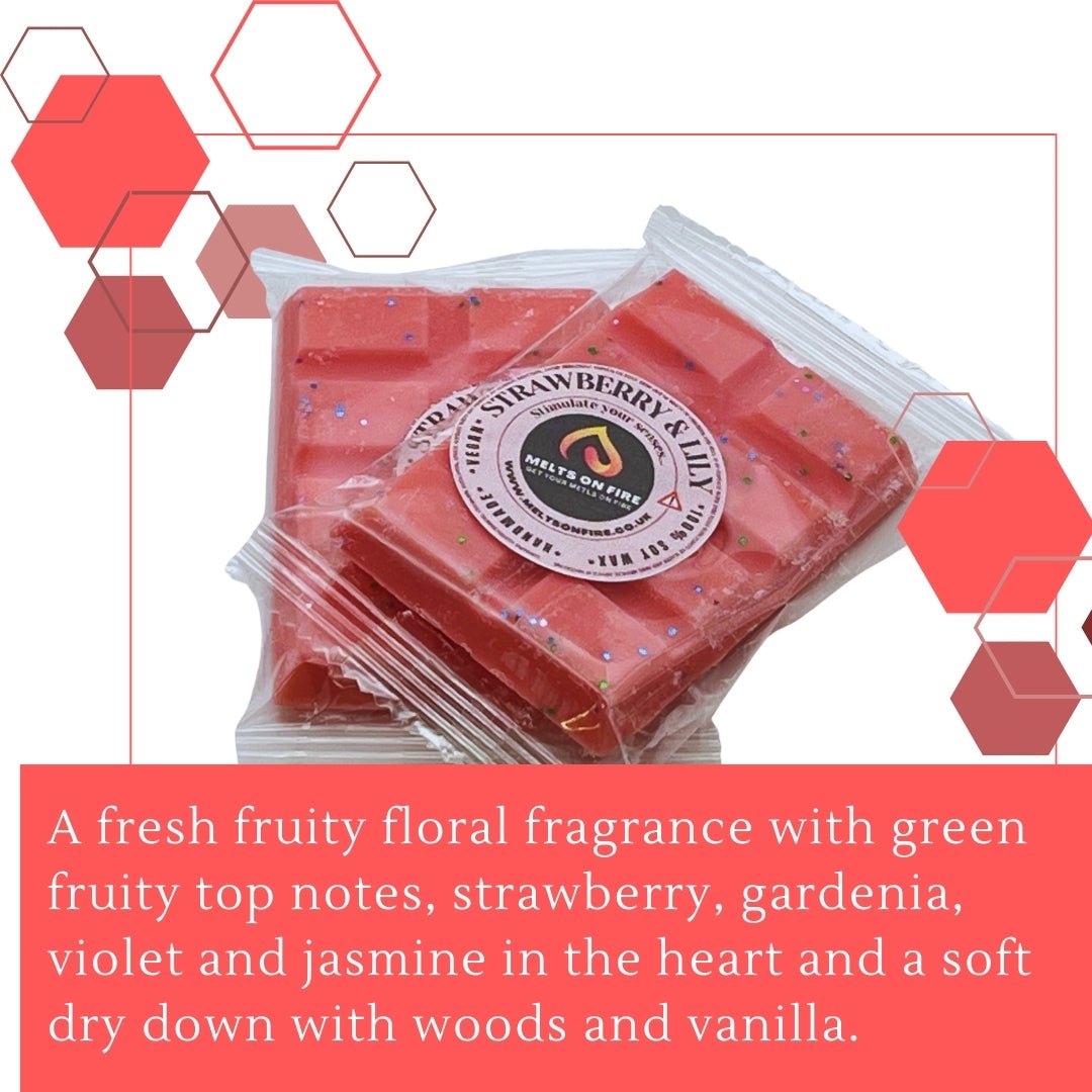 Strawberries & Lily Wax Melts - Snap Bars - Soy Wax Melts - Meltsonfire