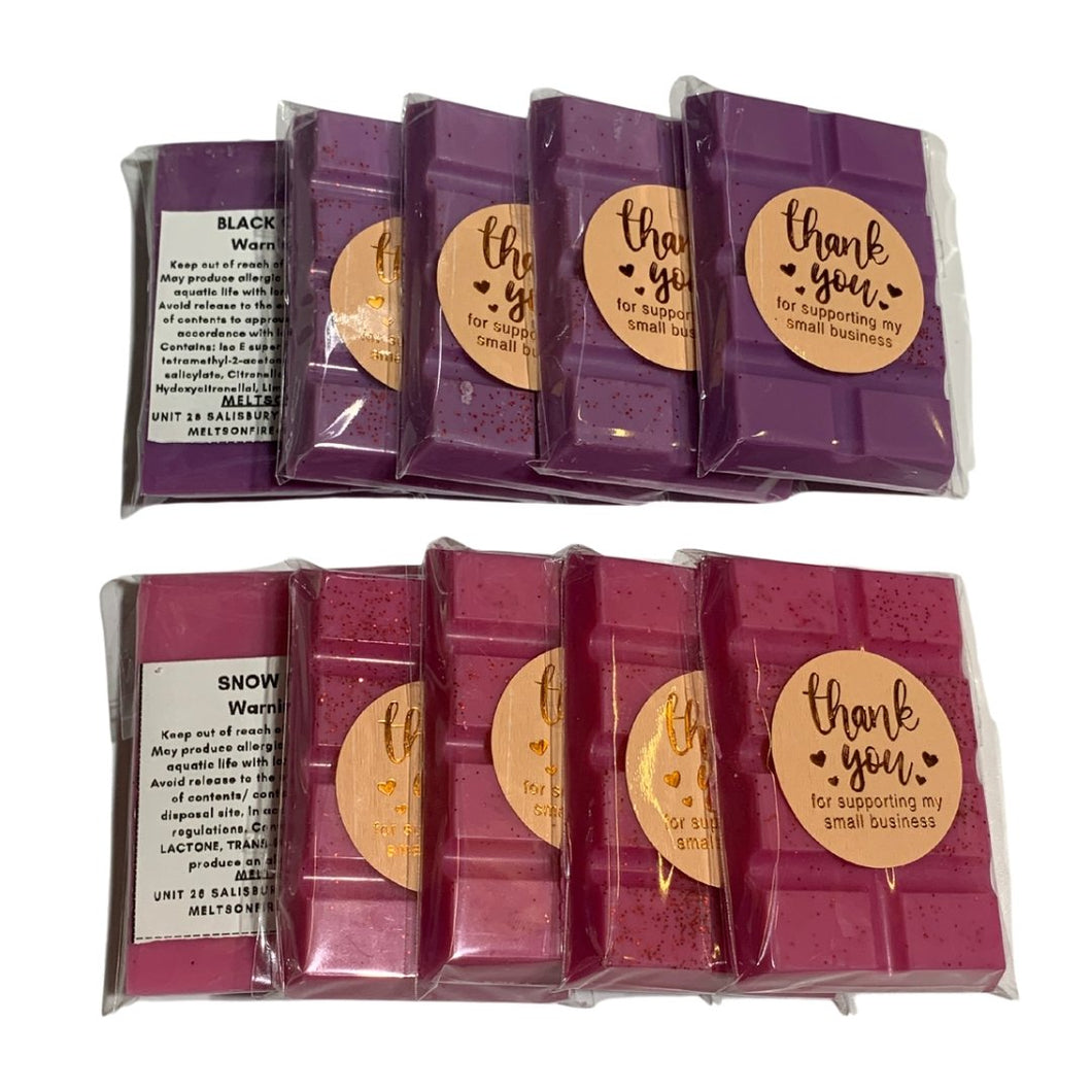 10 X Highly Scented Wax Melts Snap Bars Handmade Fragrances OPIUM, SNOW FAIRIES - Meltsonfire