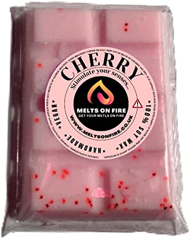 Cherry Wax Melts - Snap Bars - Soy Wax Melts 25g - Highly Scented for Oil Burner - Vegan & Cruelty Free - Soy Wax - Home Fragrance - Meltsonfire