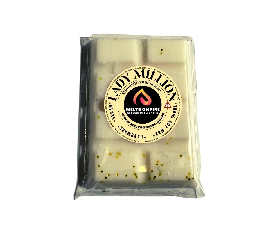 Lady Million Wax Melts - Snap Bars - Soy Wax Melts 25g - Highly Scented for Oil Burner - Vegan & Cruelty Free - Soy Wax - Home Fragrance - Meltsonfire