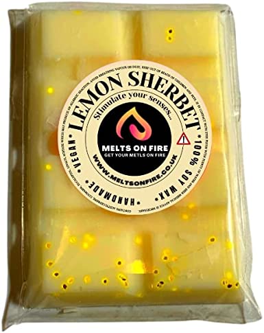 Lemon Sherbet Wax Melts - Snap Bars - Soy Wax Melts 25g - Highly Scented for Oil Burner - Vegan & Cruelty Free - Soy Wax - Home Fragrance - Meltsonfire