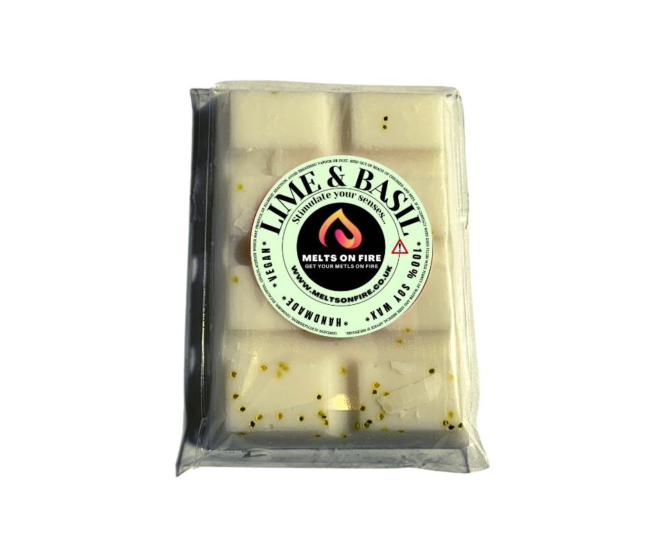 Lime & Basil Inspire Wax Melts - Snap Bars - Soy Wax Melts 25g - Highly Scented for Oil Burner - Vegan & Cruelty Free - Soy Wax - Home Fragrance - Meltsonfire