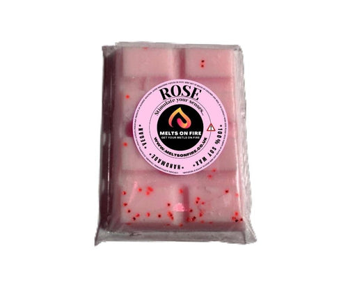 Rose Wax Melts - Snap Bars - Soy Wax Melts 25g - Highly Scented for Oil Burner - Vegan & Cruelty Free - Soy Wax - Home Fragrance - Meltsonfire