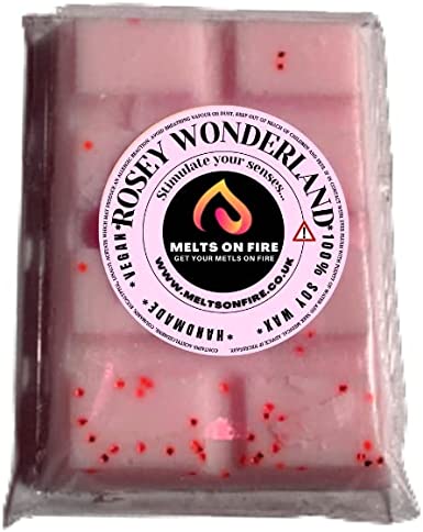 Rosey Wonderland Wax Melts - Snap Bars - Soy Wax Melts 25g - Highly Scented for Oil Burner - Vegan & Cruelty Free - Soy Wax - Home Fragrance - Meltsonfire