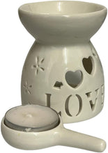 Load image into Gallery viewer, Wax Melt White Burner - Love Pattern, Aroma Ceramic Burners Wax Warmer Aromatherapy Home Diffuser Scented Candle Tarts Holder Decor - Meltsonfire
