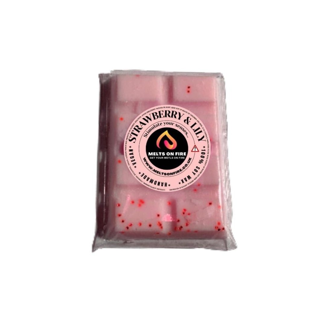 Wax Melts – 4 X Snap Bars - (Lemon Sherbet,Rhubarb & Custard,Strawberries & Lilly,Unicorn sparkle) – Scented Soy Wax Melts Vegan - Meltsonfire
