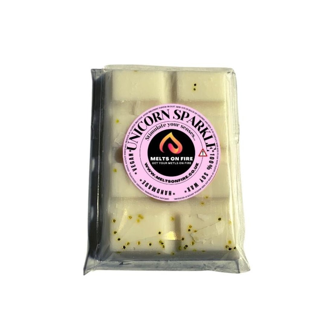 Wax Melts – 4 X Snap Bars - (Unicorn Sparkle,winter Fay,Pixie Dust,Lime & Basil Inspired) – Scented Soy Wax Melts Vegan - Meltsonfire